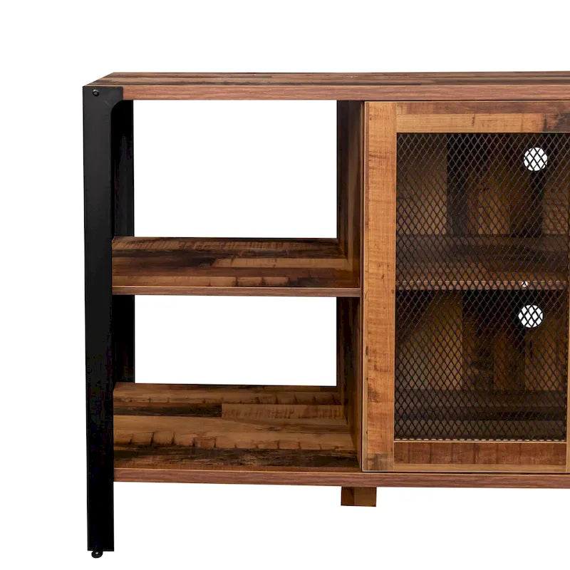 70-Inch Walnut TV Stand with Open Storage
