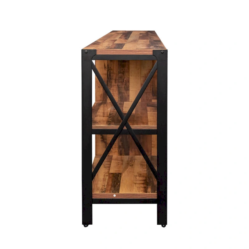 70-Inch Walnut TV Stand with Open Storage