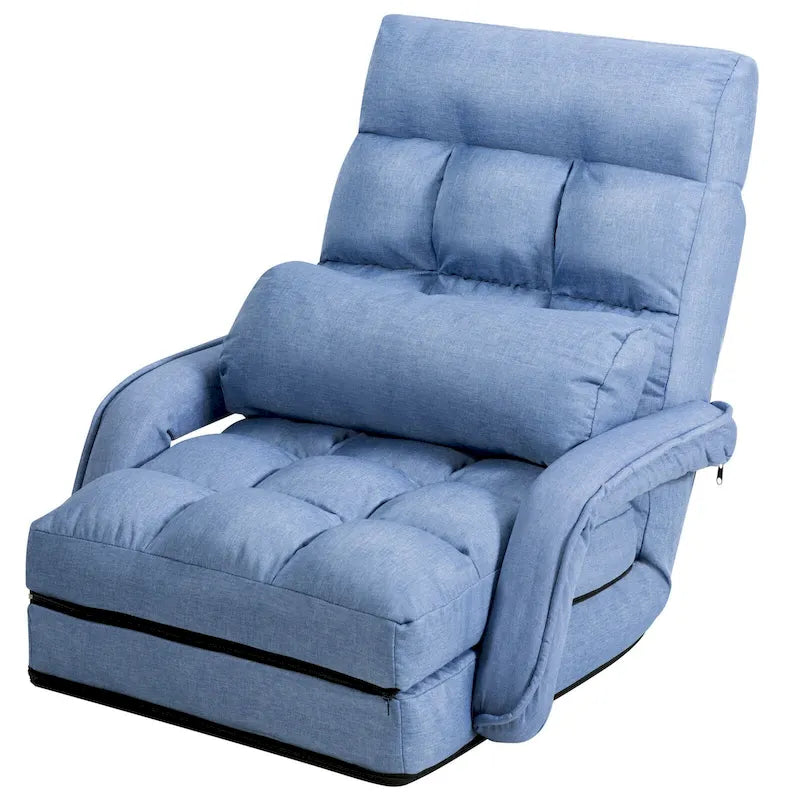 Blue Folding Lazy Sofa Floor Chair Lounger Bed