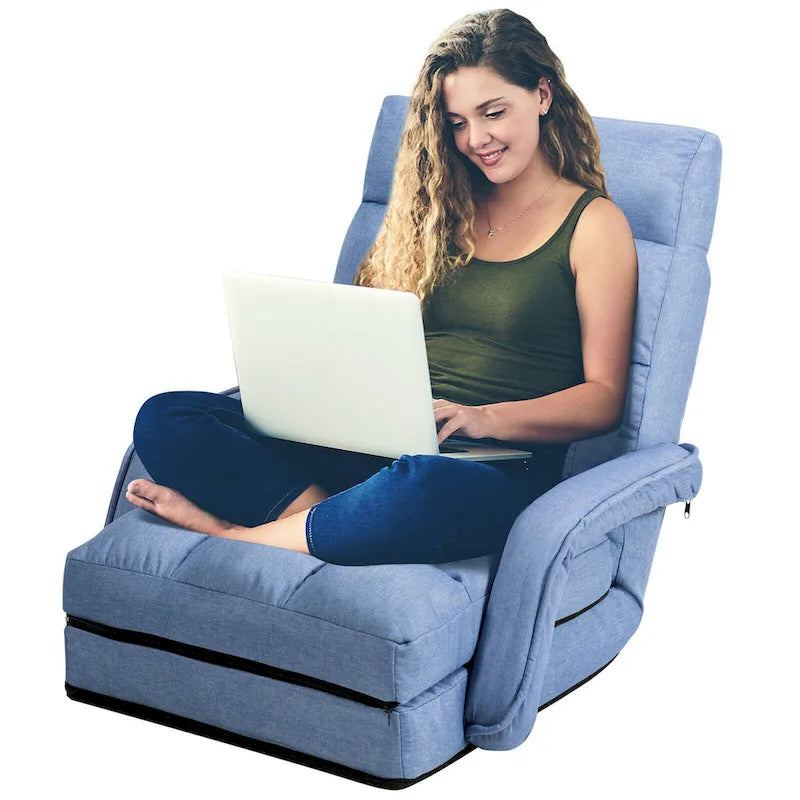 Blauer klappbarer Lazy-Sofa-Bodensessel und Lounger-Bett
