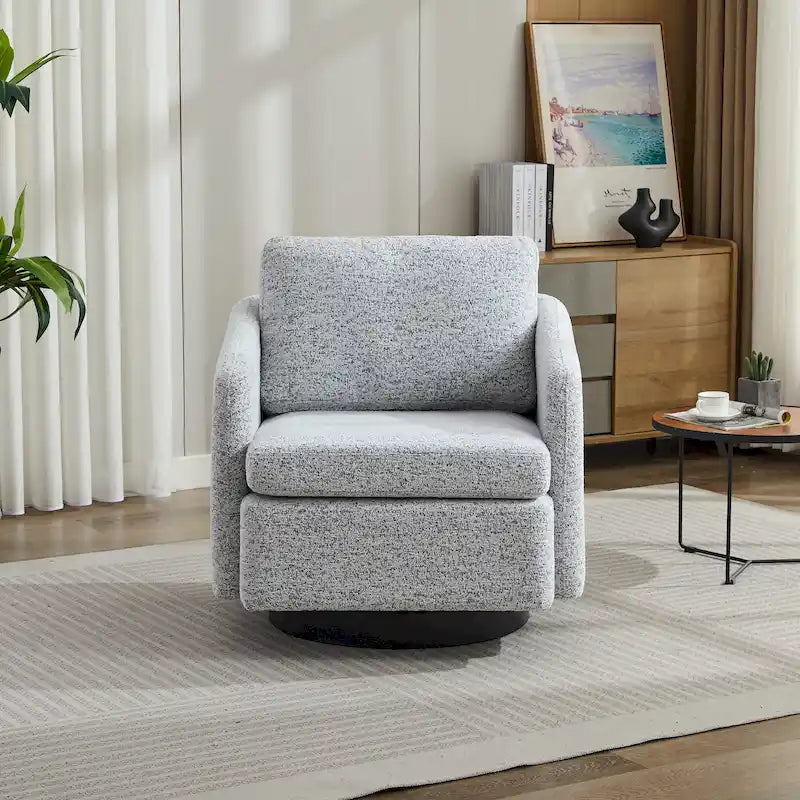 Mit Chenille bezogener drehbarer Akzentsessel für das Wohnzimmer