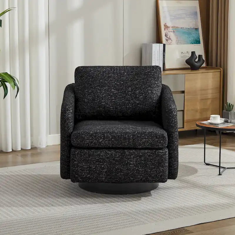 Mit Chenille bezogener drehbarer Akzentsessel für das Wohnzimmer