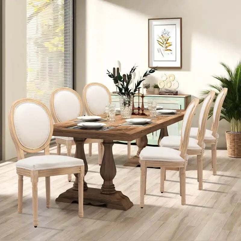 French Chair Dining Chair Solid Wood with Nailhead Trim Set of 2