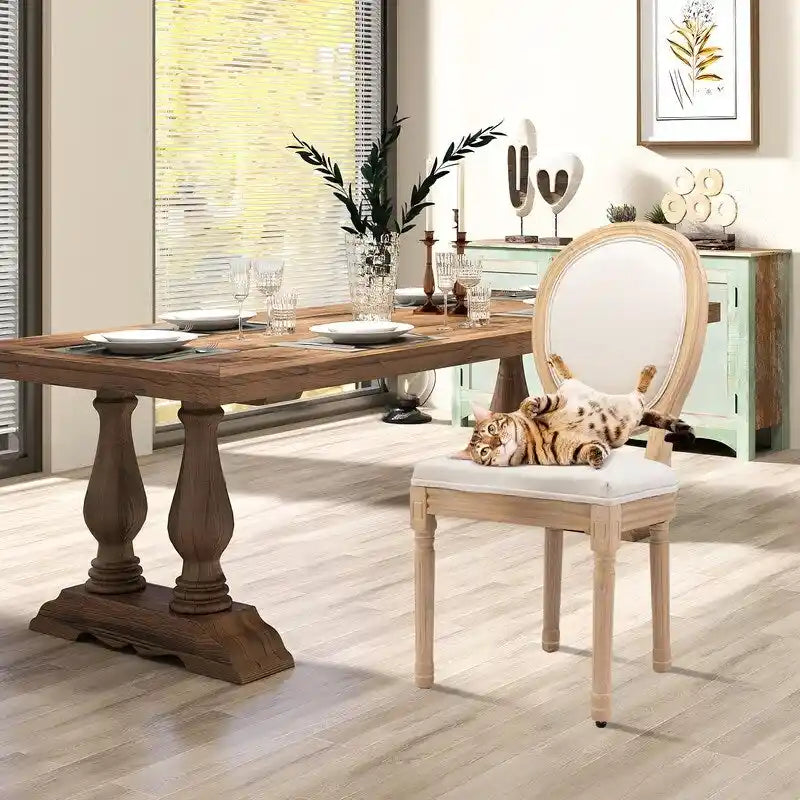 French Chair Dining Chair Solid Wood with Nailhead Trim Set of 2