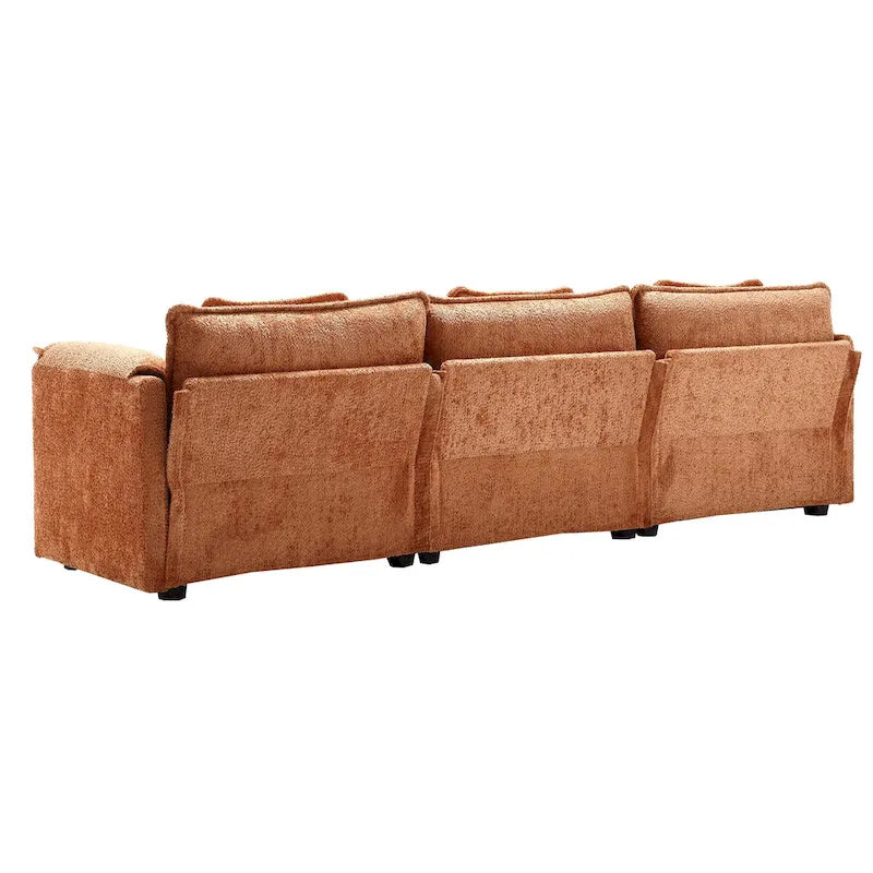 Oranges 112.2 L-förmiges 4-Sitzer-Ecksofa aus modernem Bouclé-Stoff mit abnehmbaren Kissen und abnehmbaren Armlehnen