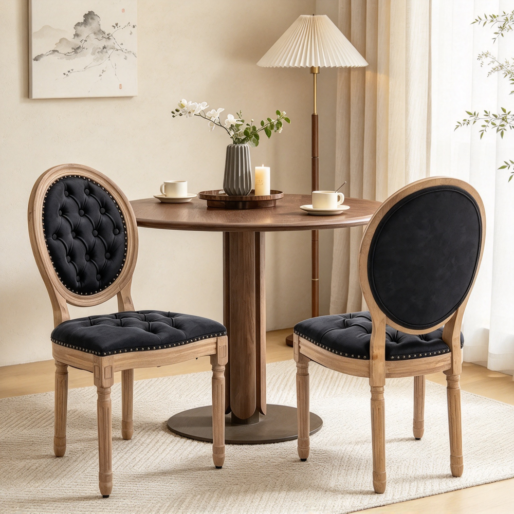 French Chair Dining Chair Solid Wood with Nailhead Trim Set of 2