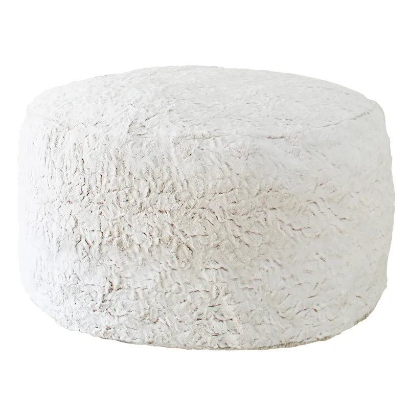 Grand pouf rond en fausse fourrure pour intérieur