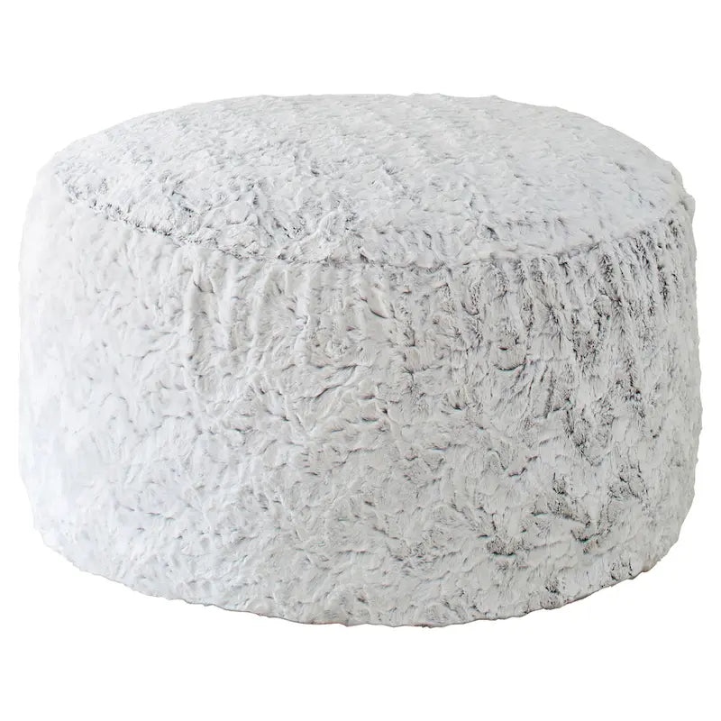Grand pouf rond en fausse fourrure pour intérieur