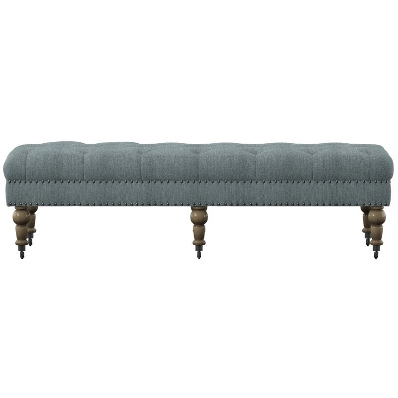 62-inch Tufted Light Blue Bench