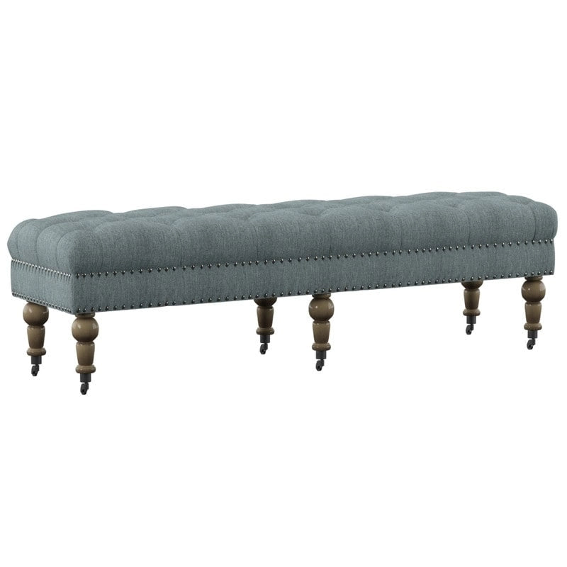 62-inch Tufted Light Blue Bench