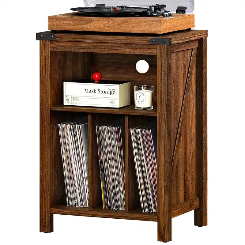 Stojan na gramofon s úložným prostorem na vinylové desky - 15.74D x 19.68W x 29.01H