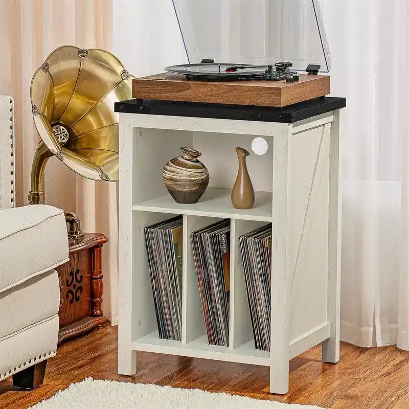 Stojan na gramofon s úložným prostorem na vinylové desky - 15.74D x 19.68W x 29.01H