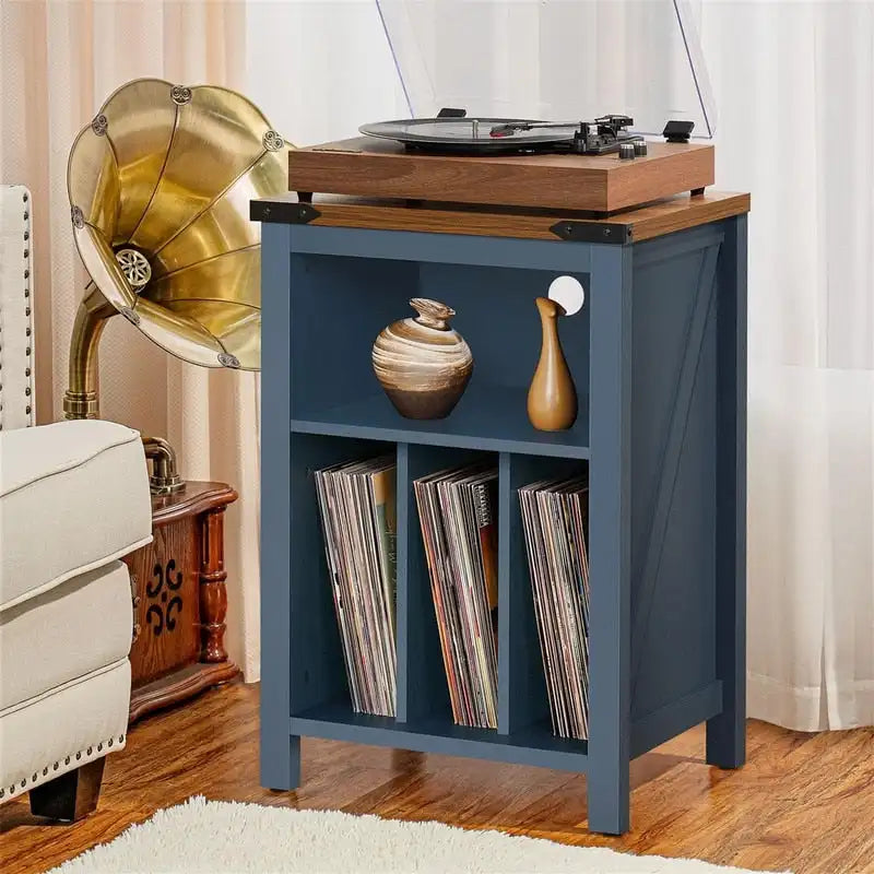 Móvel para gira-discos com arrumação para discos de vinil - 15.74D x 19.68W x 29.01H