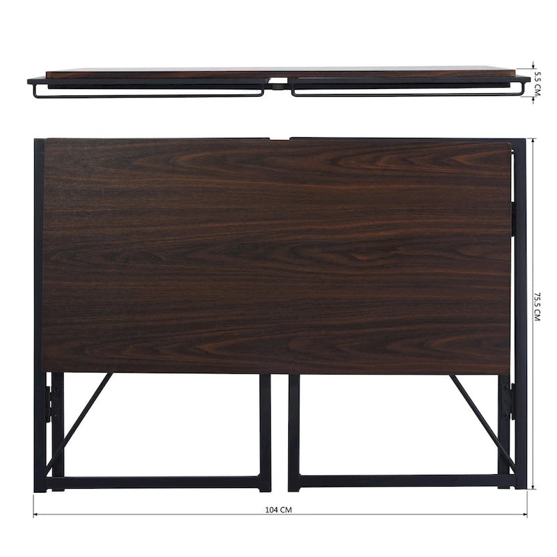 39-Inch Simple Folding Study Writing Desk, No Assembly Required
