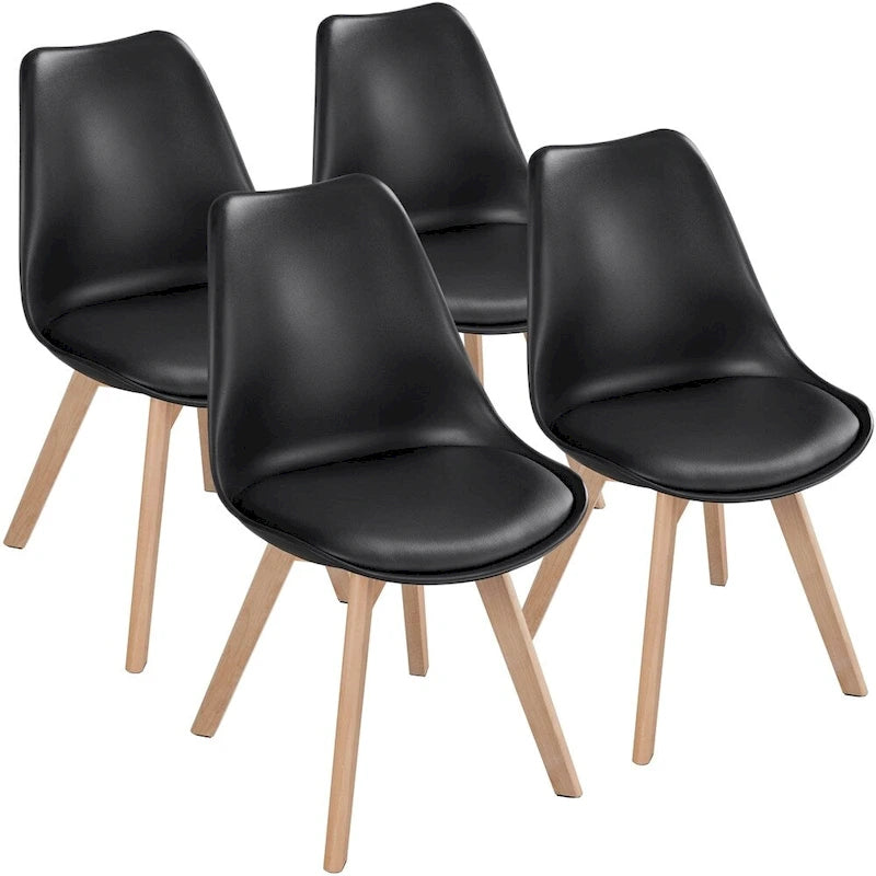 Set aus 4 Esszimmerstühlen mit modernen, weich gepolsterten Sitzen
