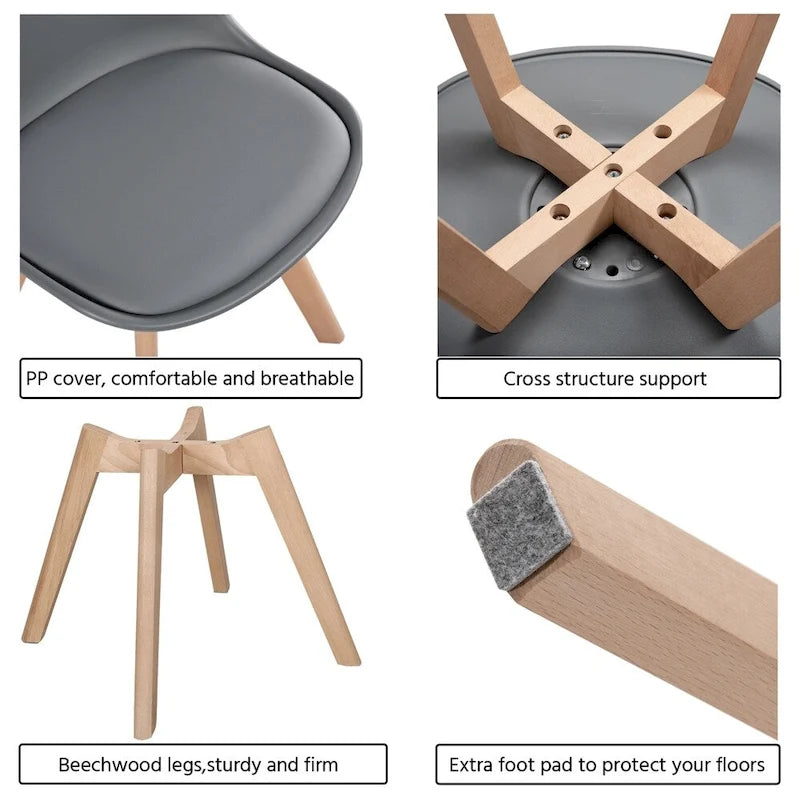 Set van 4 eetkamerstoelen met moderne, zacht gevoerde zittingen