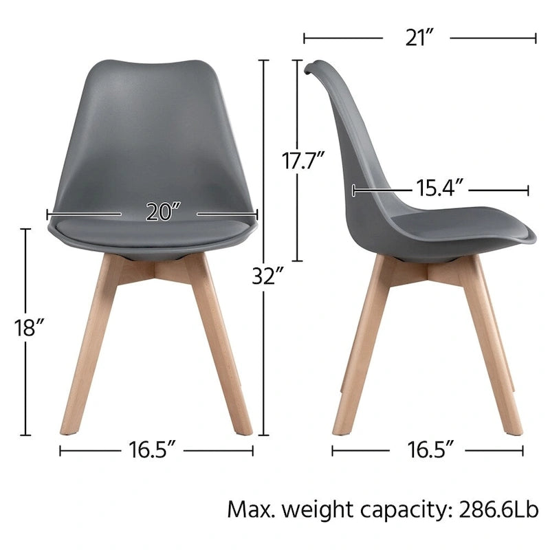 Set van 4 eetkamerstoelen met moderne, zacht gevoerde zittingen