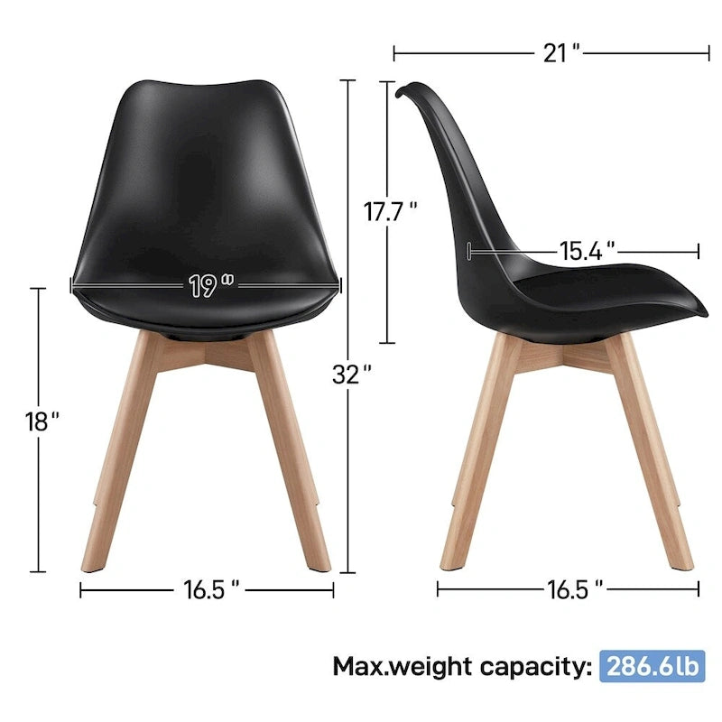 Set van 4 eetkamerstoelen met moderne, zacht gevoerde zittingen